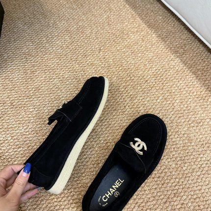 CHANEL 26S LOAFER IN BLACK SUEDE CC LOGO