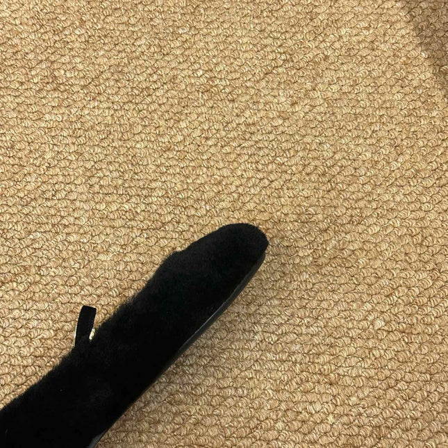 PRADA 26S SHEARLING BALLET FLATS IN BLACK