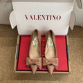 VALENTINO 26S HIGH HEEL SHOES IN NUDE PINK CALFSKIN WITH BOW