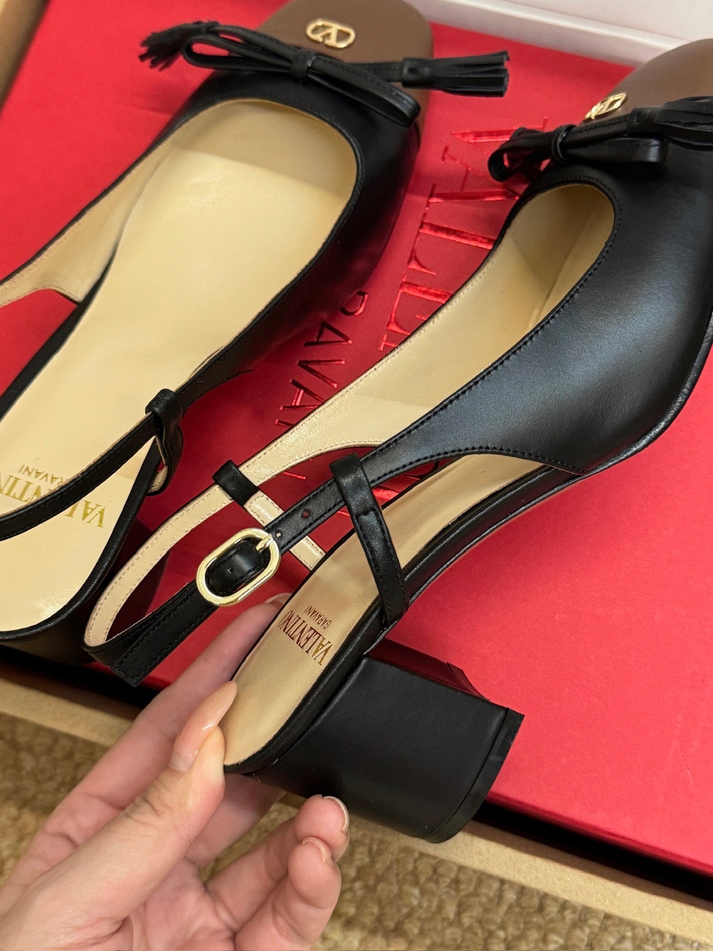 VALENTINO 26S HIGH HEEL SLINGBACKS IN BROWN AND BLACK CALFSKIN