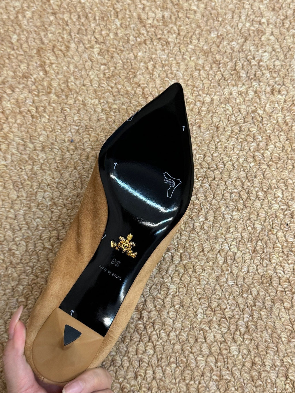 PRADA 26S POINTED TOE PUMPS 50MM IN BROWN SUEDE