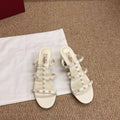 VALENTINO 26S ROCKSTUD HIGH HEEL SANDALS IN OFF-WHITE CALFSKIN