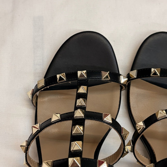 VALENTINO 26S ROCKSTUD HIGH HEEL SANDALS IN BLACK CALFSKIN