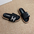 CHANEL 26S SLIDE SANDALS IN BLACK QUILTED CALFSKIN SILVER HARDWARE