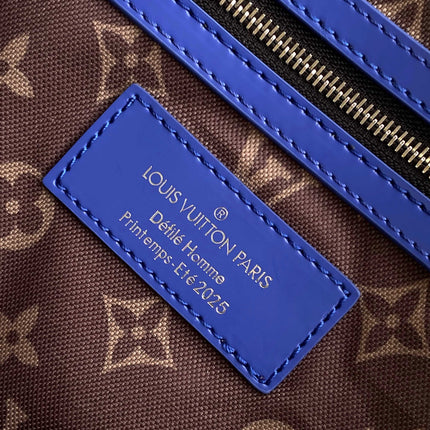 KEEPALL BANDOULIÈRE 50 IN BLUE GREEN DAMIER HERITAGE COATED CANVAS
