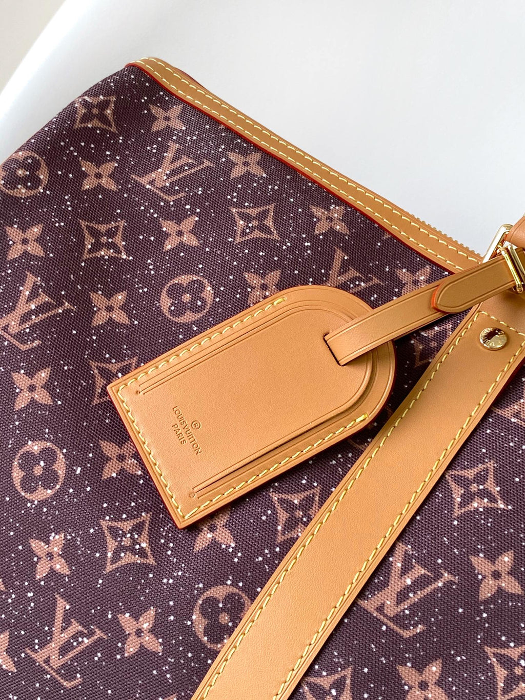 LV 25S KEEPALL 50 MONOGRAM CRYSTALS IN DARK PURPLE CANVAS AND CALFSKIN TRIM