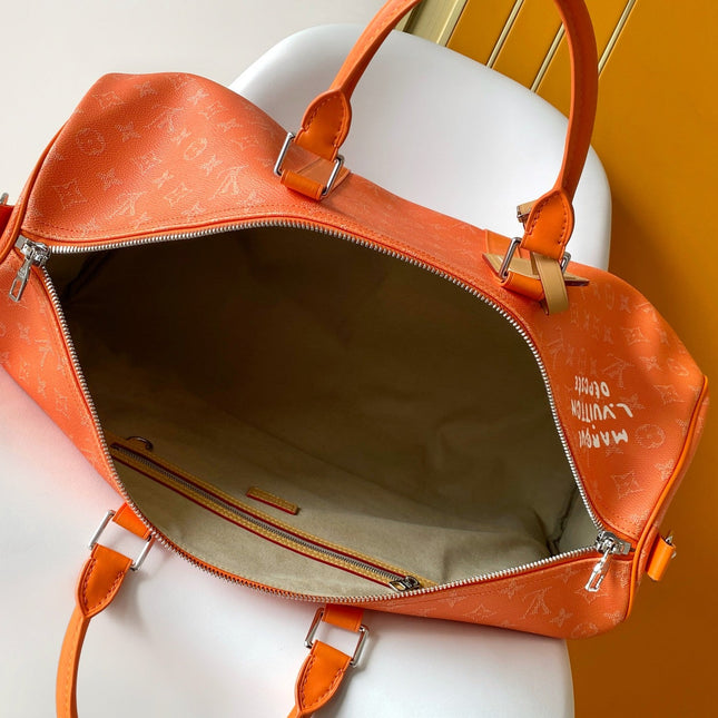 LV 26S KEEPALL 50 IN ORANGE MONOGRAM CANVAS