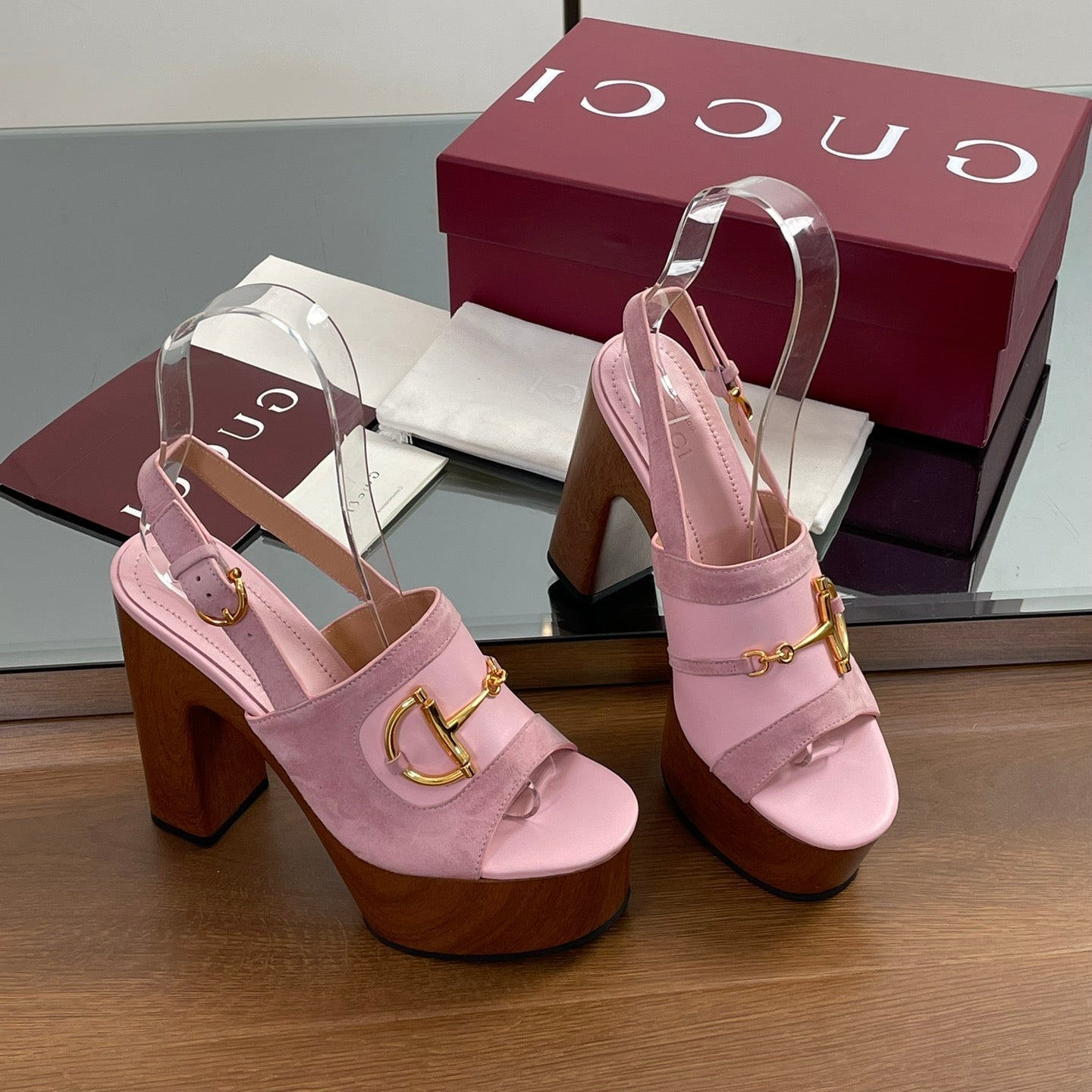 HIGH HEEL SANDALS 13 CM IN PINK CALFSKIN MIX SUEDE GOLD HARDWARE