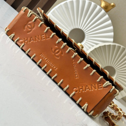 CHANEL 25S FLAP BAG 34 IN BROWN CALFSKIN WITH GOLD HARDWARE