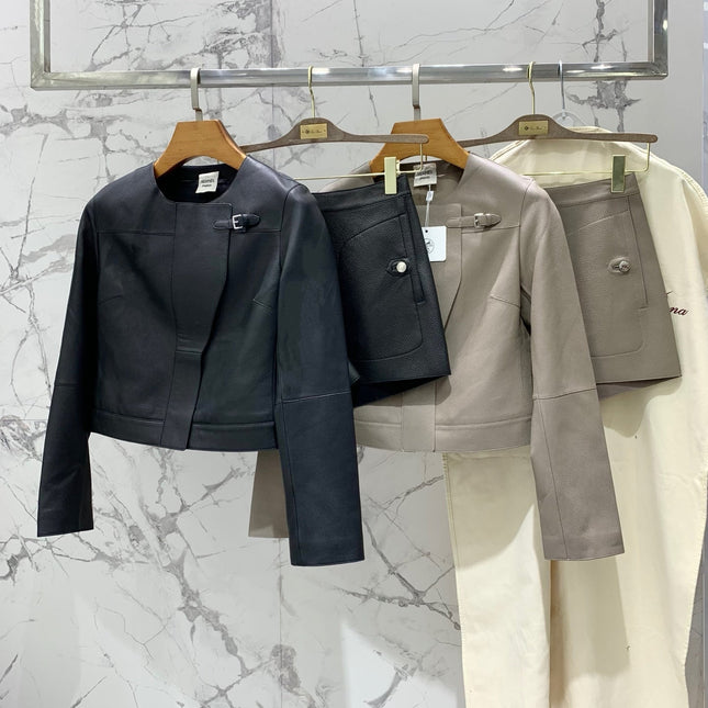 HERMES 25S LEATHER JACKET WITH LEATHER SHORTS 528564