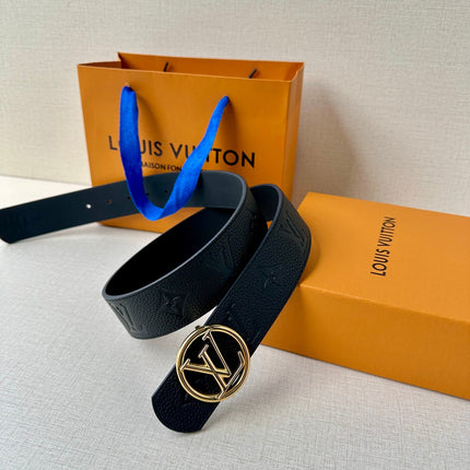 LV 25S BELT 40 MM IN BLACK CALFSKIN WITH GOLD HARDWARE 593263