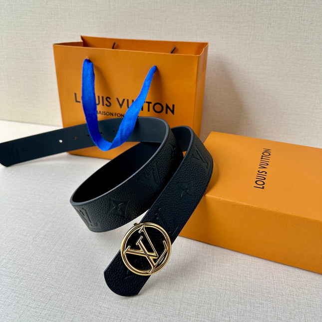 LV 25S BELT 40 MM IN BLACK CALFSKIN WITH GOLD HARDWARE 593263