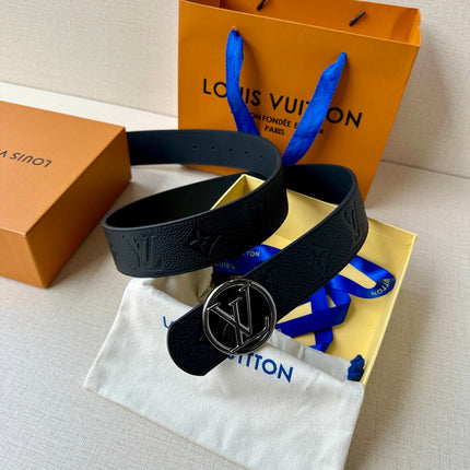 LV 25S BELT 40 MM IN BLACK CALFSKIN WITH GOLD HARDWARE 593263