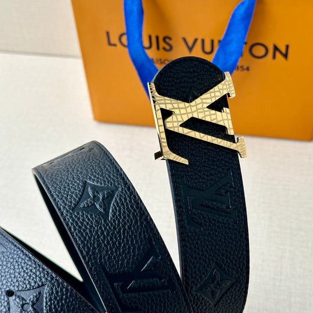 LV 25S BELT 40 MM IN BLACK CALFSKIN WITH GOLD HARDWARE 593265