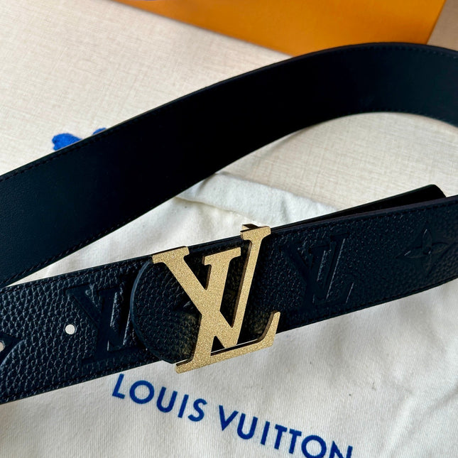 LV 25S BELT 40 MM IN BLACK CALFSKIN WITH GOLD HARDWARE 593267