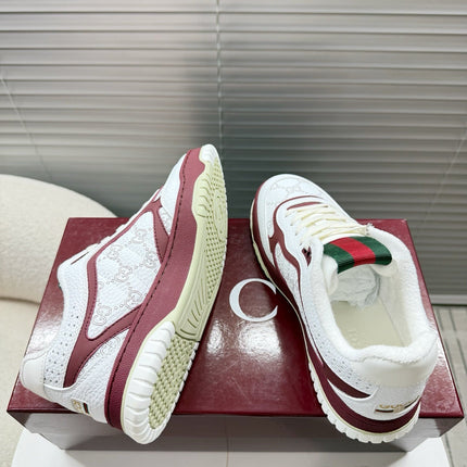 GUCCI 26S MAC80 SNEAKER IN WHITE AND RED LEATHER