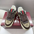 GUCCI 26S MAC80 SNEAKER IN BEIGE CANVAS AND DARK BROWN LEATHER