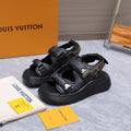 LV 26S CHAMELEON SANDALS 60MM IN BLACK MONOGRAM COATED CALFSKIN AND EVA