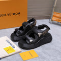 LV 26S CHAMELEON SANDALS 60MM IN BLACK CALFSKIN AND EVA