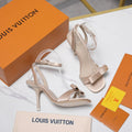 LV 26S 6AM SANDALS 90MM IN NUDE PINK SATIN WITH BOW