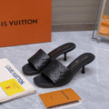 LV 26S 6AM MULE 55MM IN BLACK CALFSKIN EMBOSSED MONOGRAM LOGO