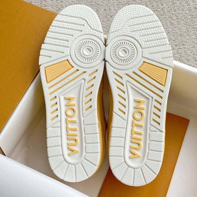 LV TRAINER SHOES LIGHT YELLOW GRAINED CALFSKIN