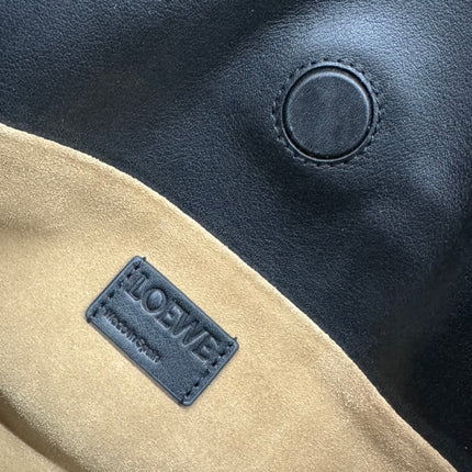 LOEWE 25S LARGE FLAMENCO CLUTCH BAG 30 IN BLACK CALFSKIN