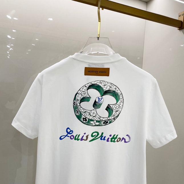 LV T-SHIRT WHITE COTTON HAND-PAINTED LOGO 238851