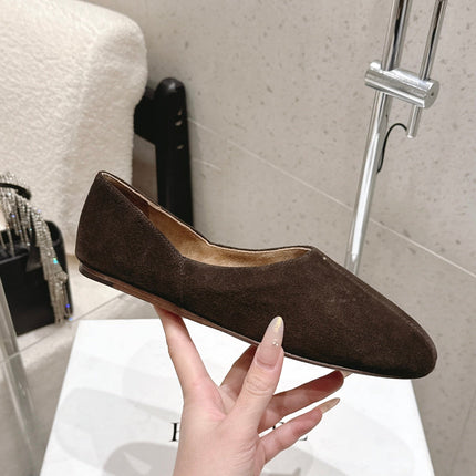 CELINE 26S FLAT SHOES IN DARK BROWN SUEDE