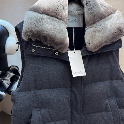 MAX MARA 25S VEST WITH RABBIT FUR COLLAR 057