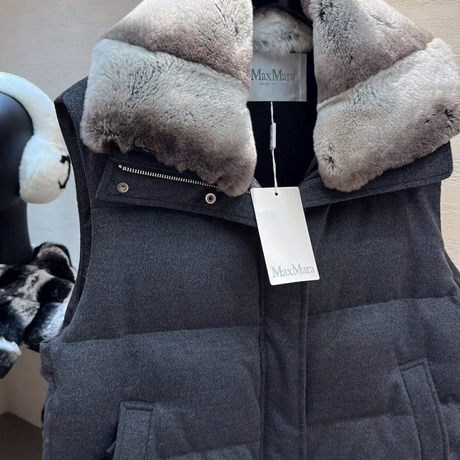 MAX MARA 25S VEST WITH RABBIT FUR COLLAR 057