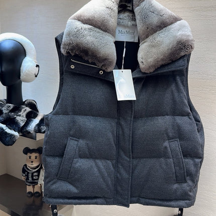 MAX MARA 25S VEST WITH RABBIT FUR COLLAR 057