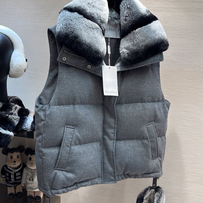 MAX MARA 25S VEST WITH RABBIT FUR COLLAR 058