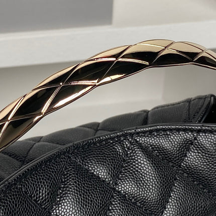 CHANEL 25S COCO CRUSH HANDLE BAG 19 IN BLACK CAVIAR LEATHER