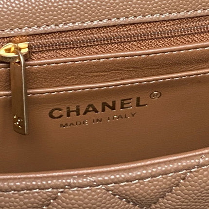 CHANEL 25S FLAP BAG 19 IN CARAMEL CALFSKIN GOLD HARDWARE