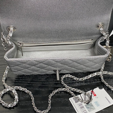 CHANEL 25S FLAP BAG 20 IN DARK GRAY CALFSKIN