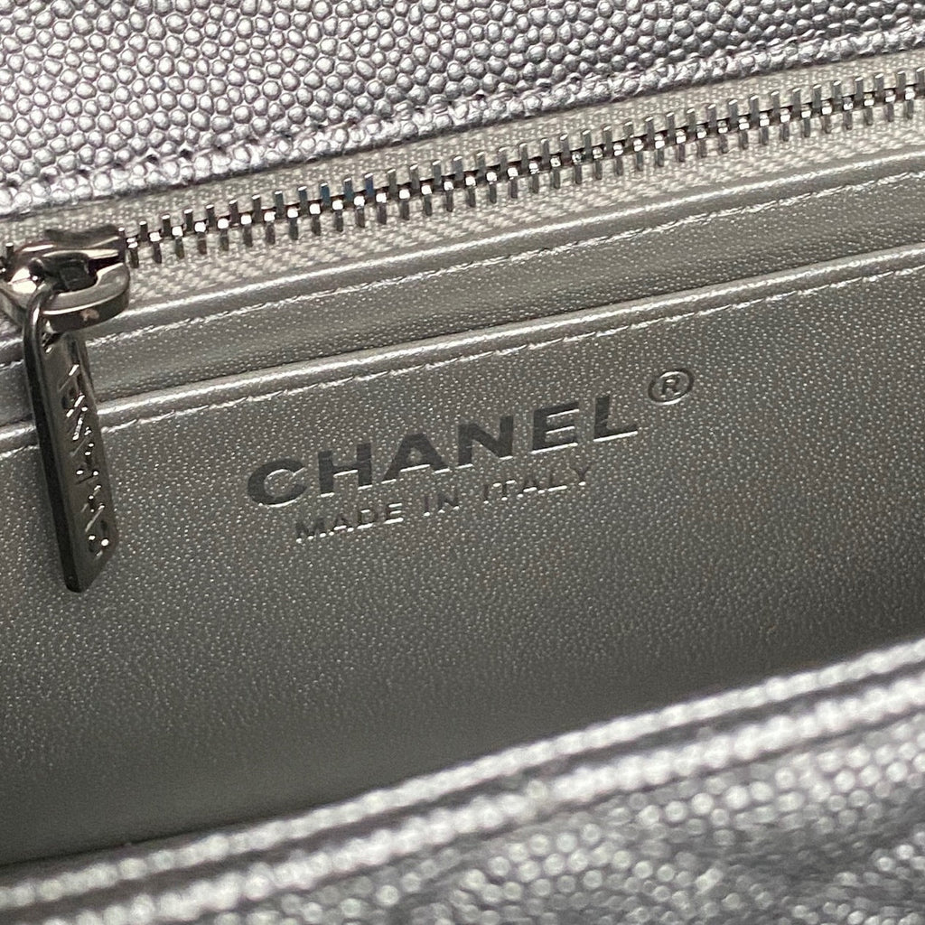 CHANEL 25S FLAP BAG 20 IN DARK GRAY CALFSKIN