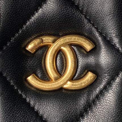 CHANEL 25S BOW BAG 26 IN BLACK LAMBSKIN WITH GOLD HARDWARE