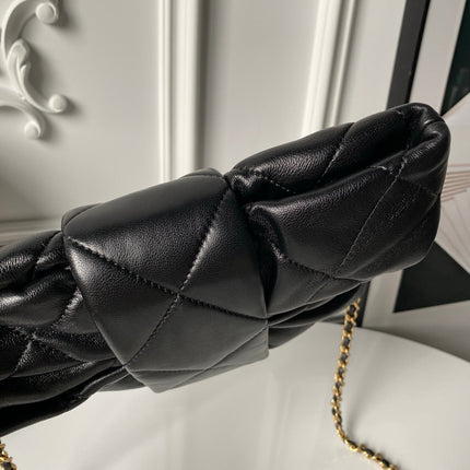 CHANEL 25S BOW BAG 26 IN BLACK LAMBSKIN WITH GOLD HARDWARE