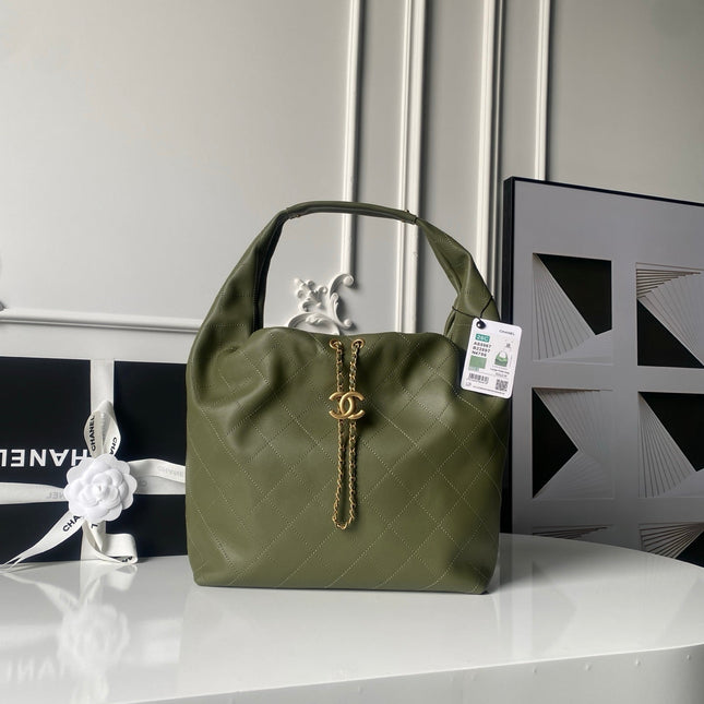 CHANEL 25S HOBO BAG 45 IN DARK GREEN LAMBSKIN