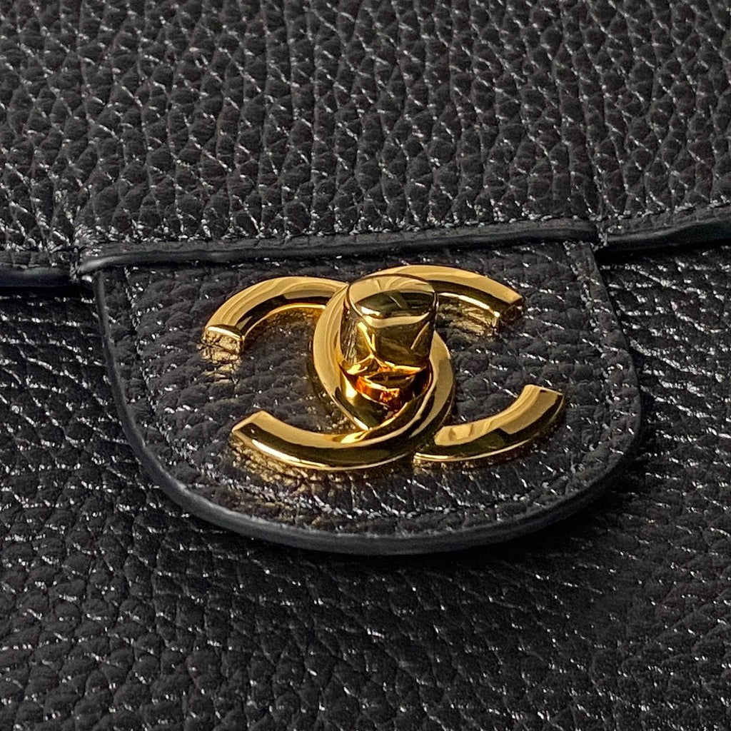 CHANEL 26S CC LOGO SHOULDER BAG 32 IN BLACK GRAINED CALFSKIN