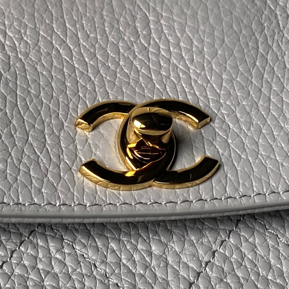 CHANEL 26S BOWLING BAGUETTE BAG 30CM IN GREY CAVIAR CALFSKIN