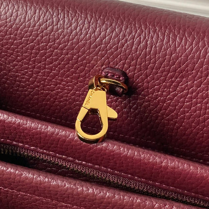 CHANEL 26S BOWLING BAGUETTE BAG 30CM IN BURGUNDY RED CAVIAR CALFSKIN