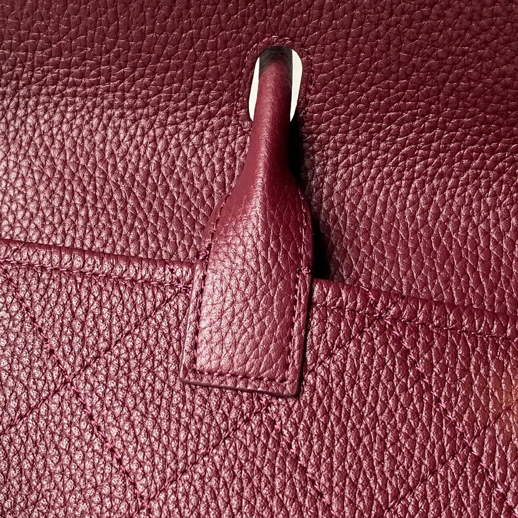 CHANEL 26S BOWLING BAGUETTE BAG 30CM IN BURGUNDY RED CAVIAR CALFSKIN