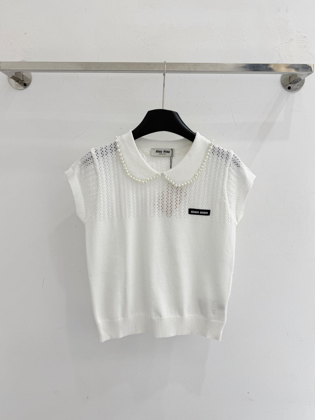 MIUMIU 26S SHORT-SLEEVED KNIT POLO SHIRT STYLE 1073