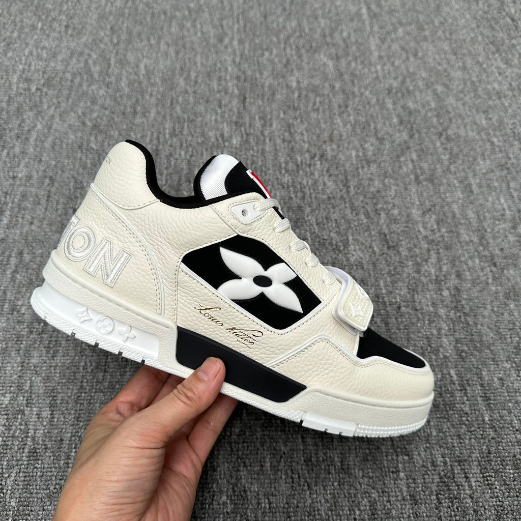 LV TRAINER WHITE MIX BLACK MONOGRAM CALFSKIN