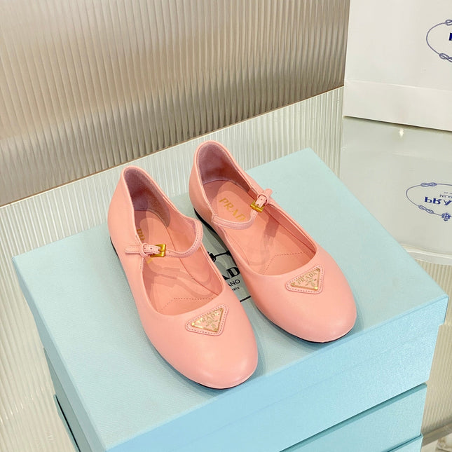 PRA NAPPA MARY JANE FLAT ROSE LAMBSKIN