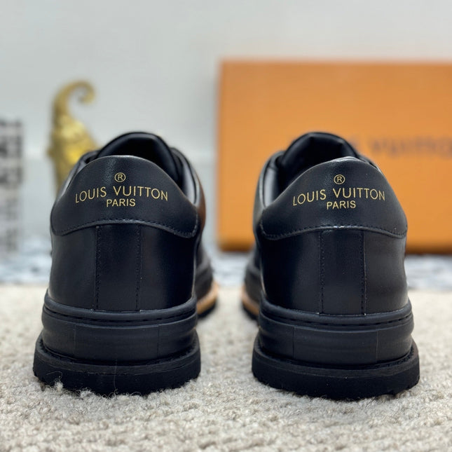 LV TRAINERS IN BLACK CALFSKIN AND JACQUARD