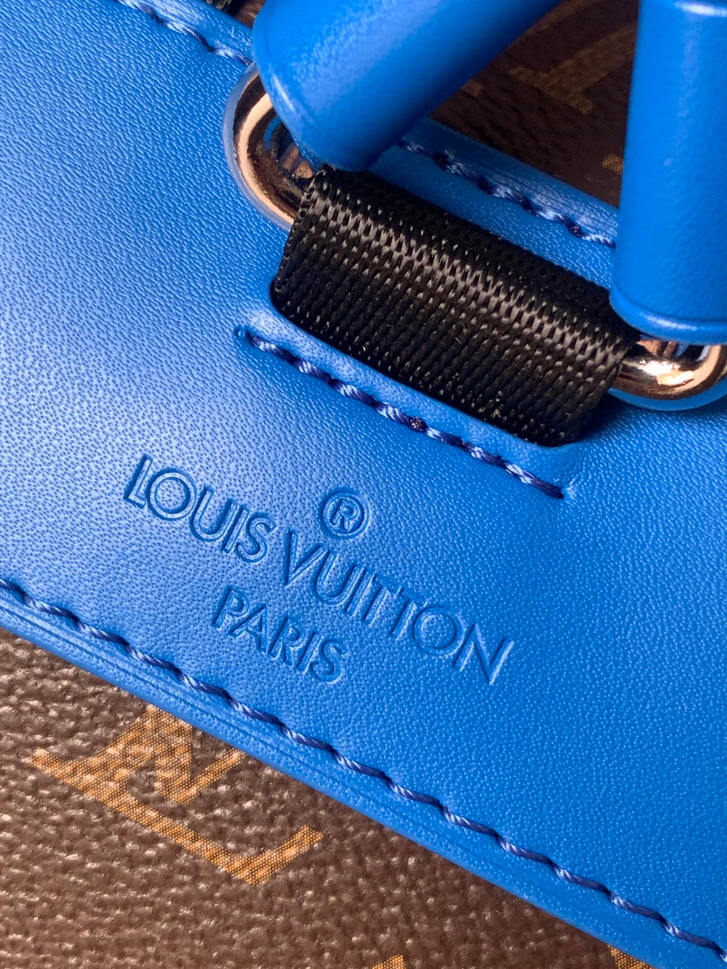LV 25S CHRISTOPHER BACKPACK 48 IN BROWN AND PERSIAN BLUE CANVAS MONOGRAM