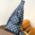 DUO CROSSBAG BAG 42 IN BLUE AND WHITE MONOGRAM SHADOW COWHIDE